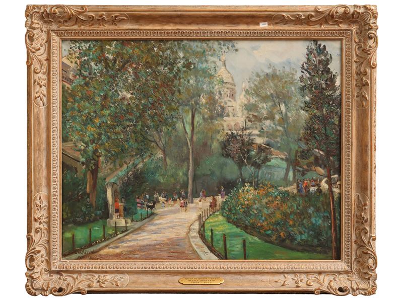 Martin Paris, Scorcio parigino, olio su tela firmato e datato