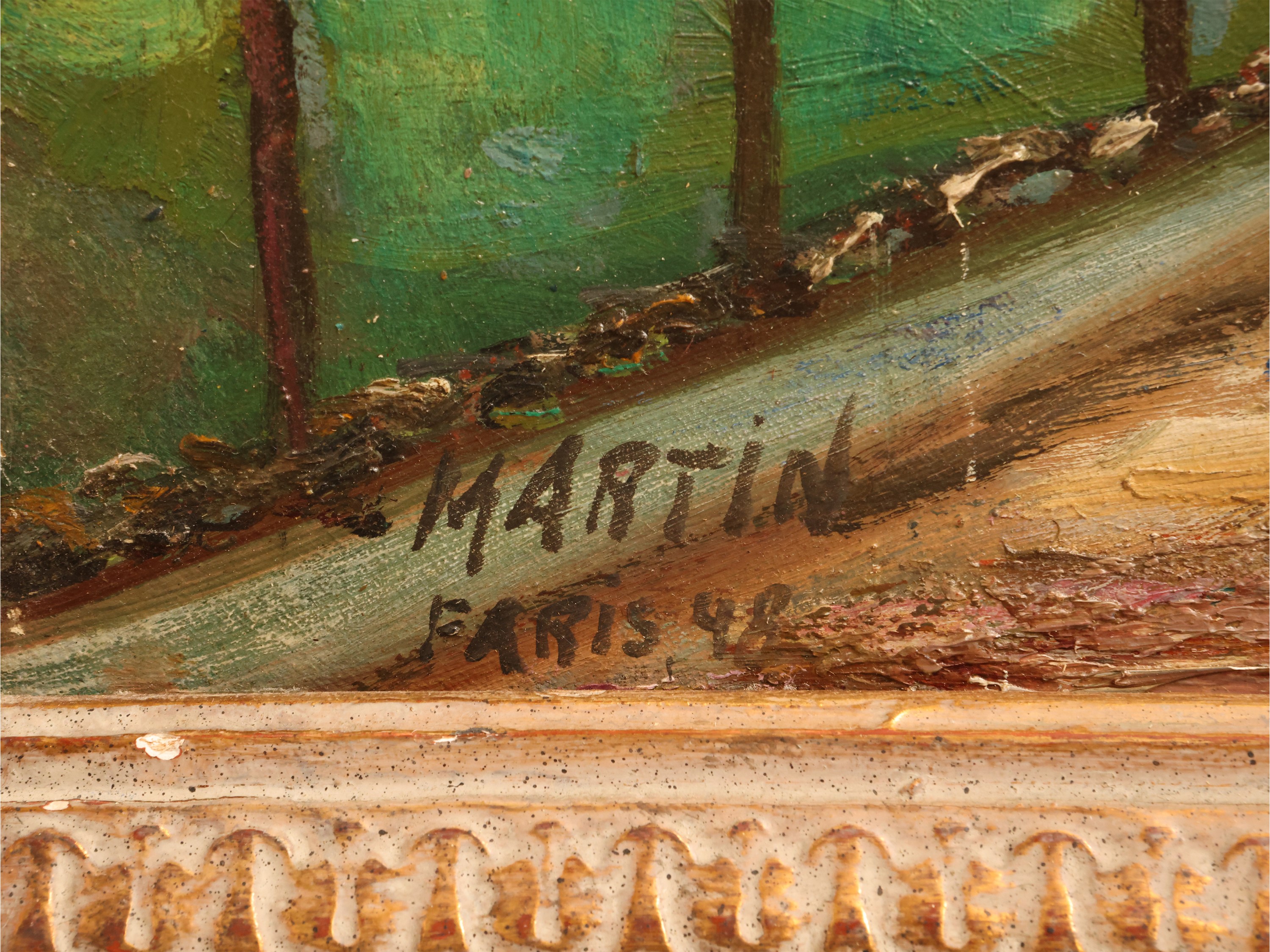 Martin Paris, Scorcio parigino, olio su tela firmato e datato