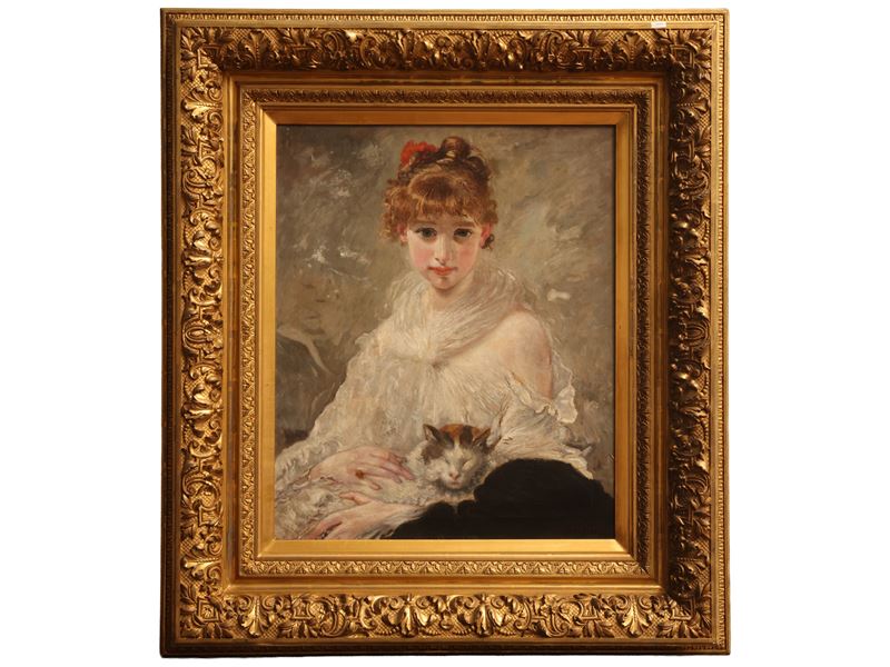 Charles Josuah Chaplin - Fanciulla con gatto