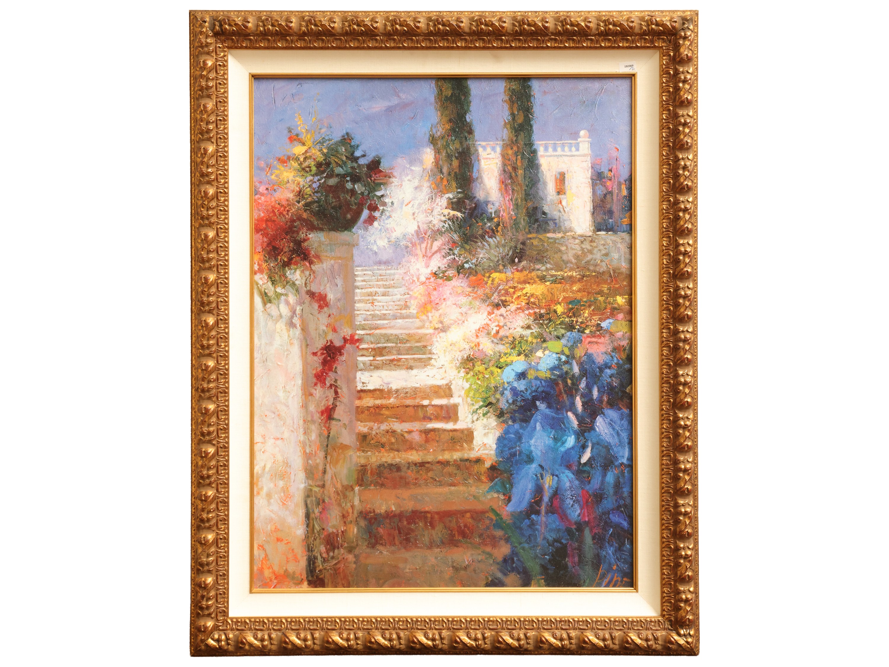 XX secolo, Paesaggi estivi, olio su tela e litografia firmati, in cornice