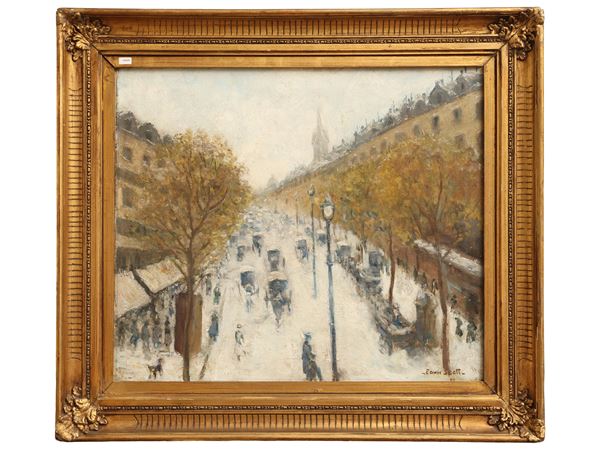 Scuola francese della fine del XIX secolo - Nevicata a Parigi