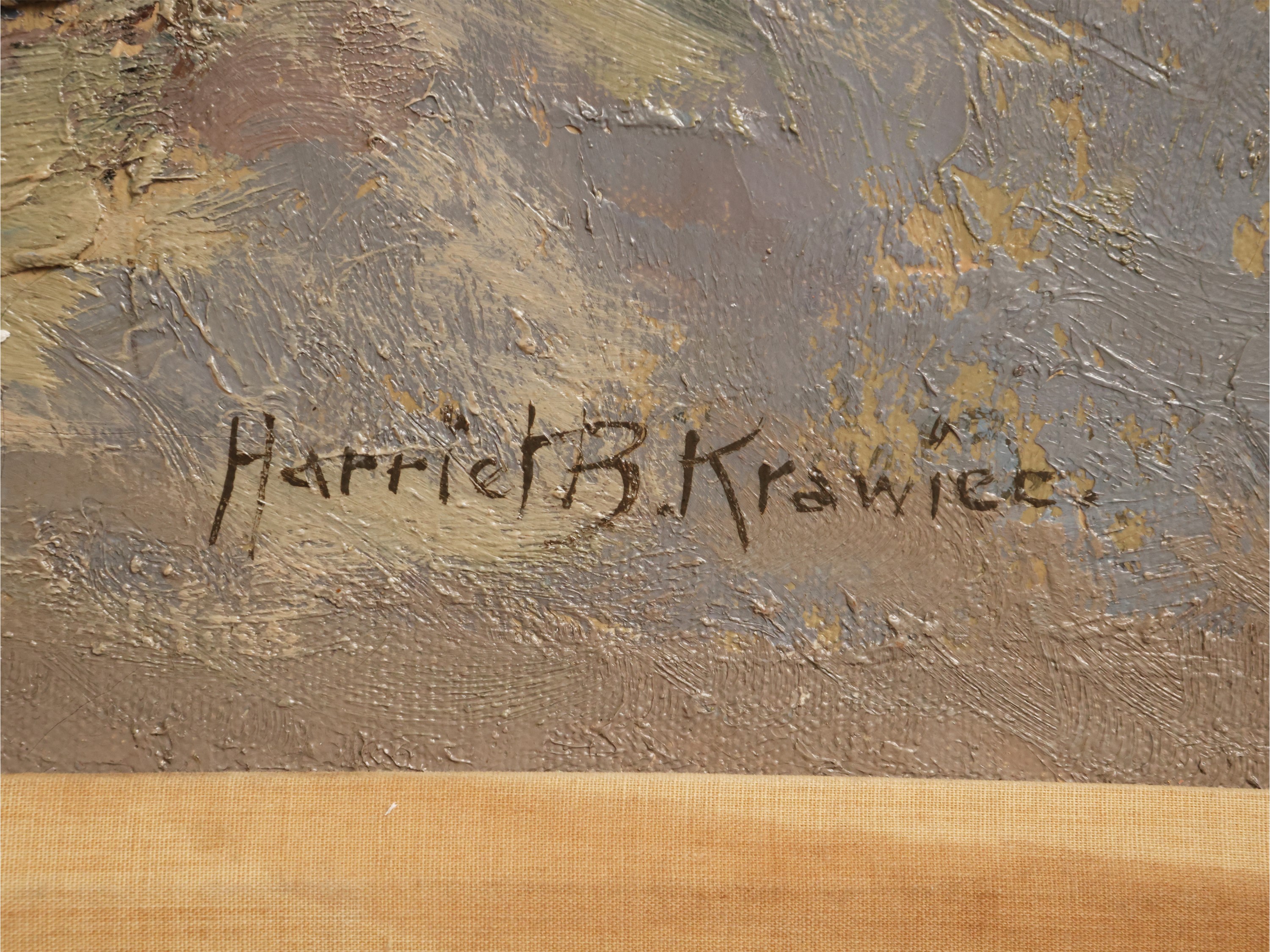 Harriet Krawiec - Scorcio di giardino con bambina e cagnolino