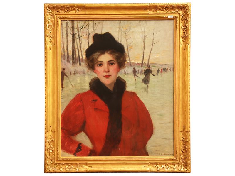 Joseph Henry Boston - Pattinatrice sul ghiaccio (olio su tela)