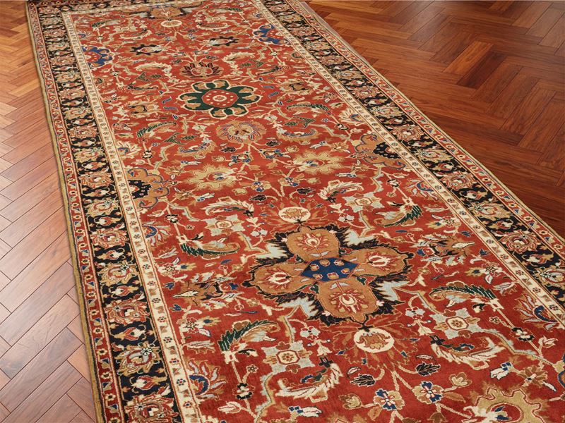 Tappeto persiano da galleria, seta, 443x110 cm