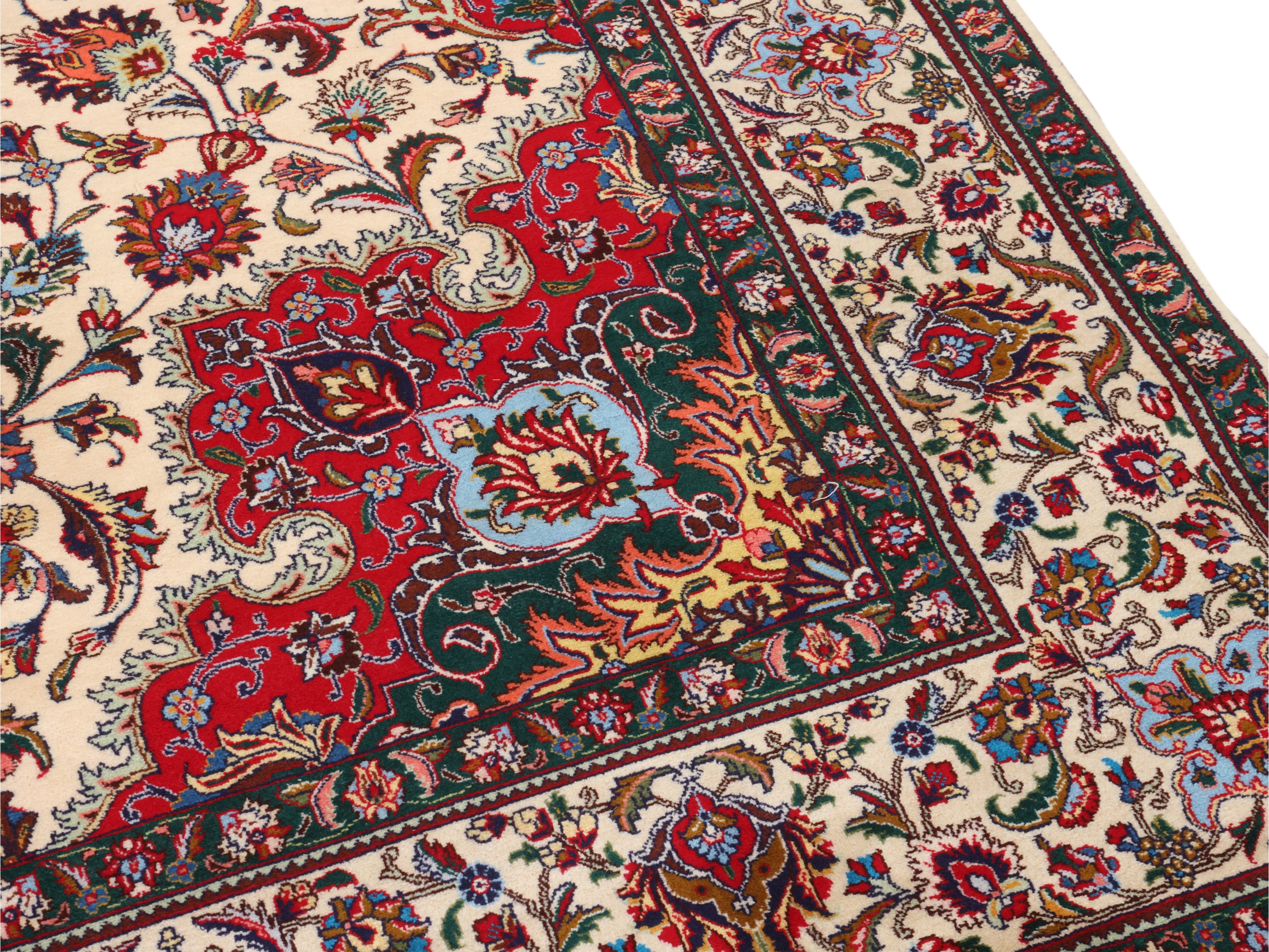 Tappeto persiano Tabriz, motivi floreali su fondo avorio (cm 355x255)
