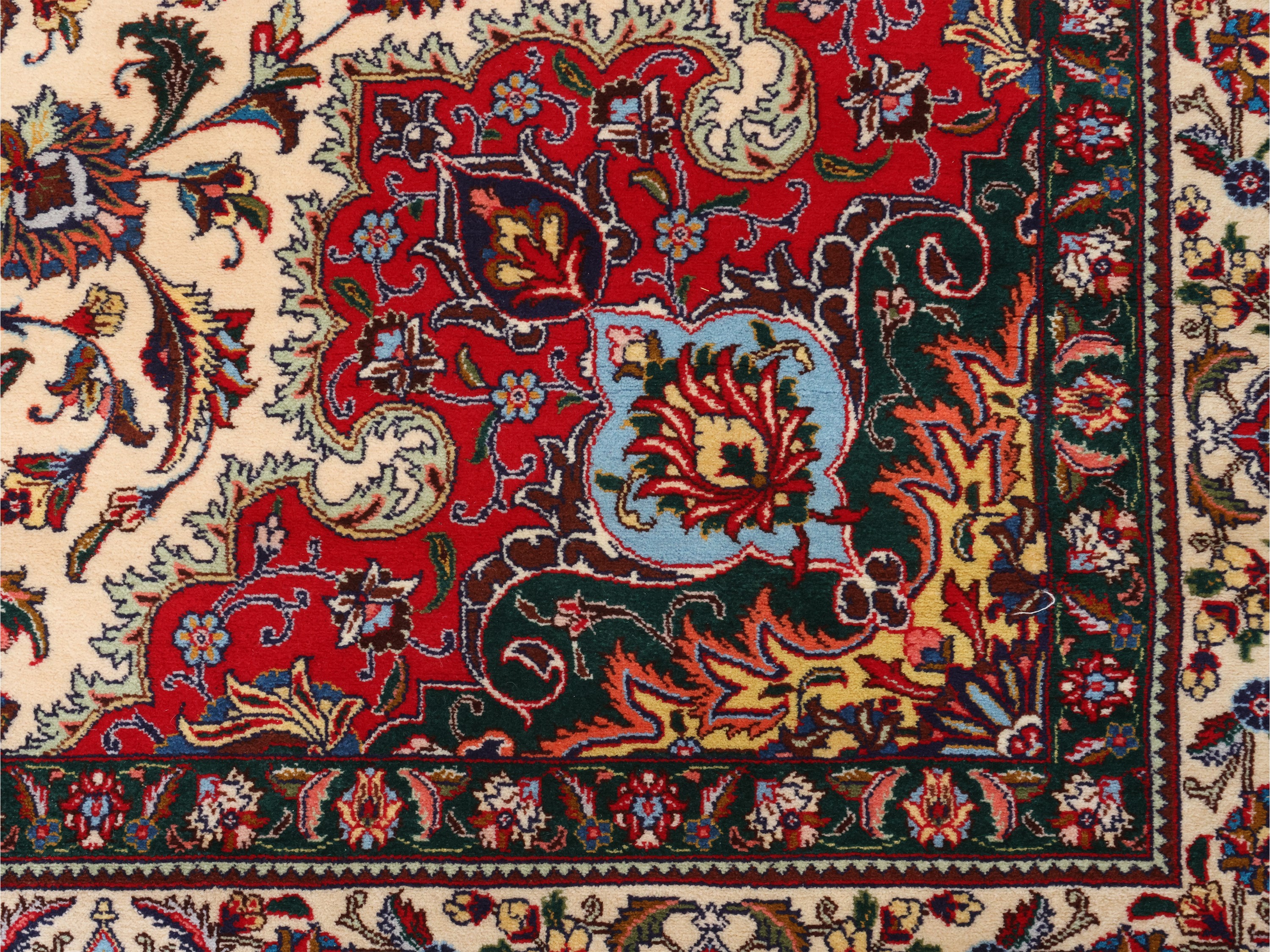 Tappeto persiano Tabriz, motivi floreali su fondo avorio (cm 355x255)