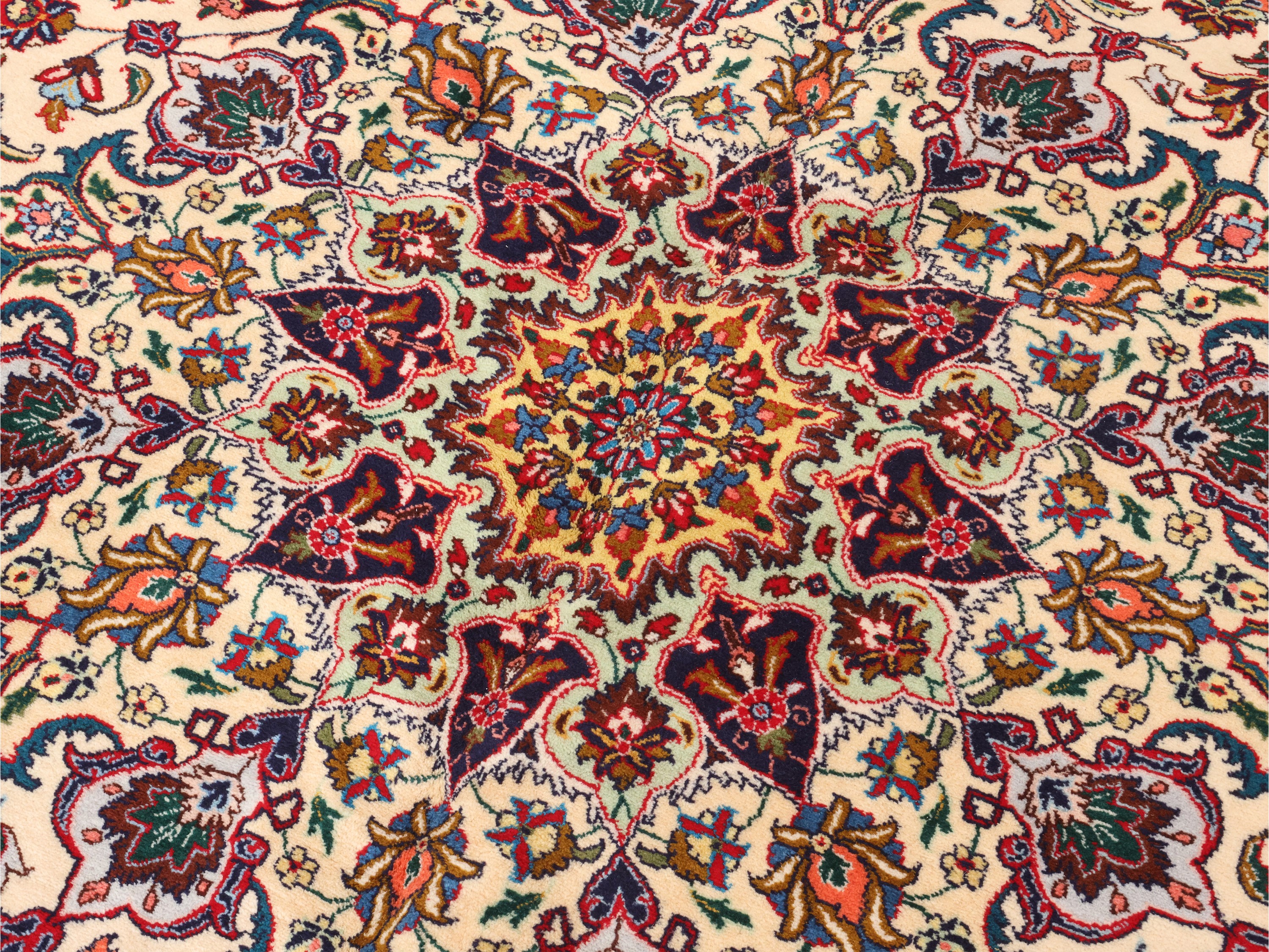 Tappeto persiano Tabriz, motivi floreali su fondo avorio (cm 355x255)