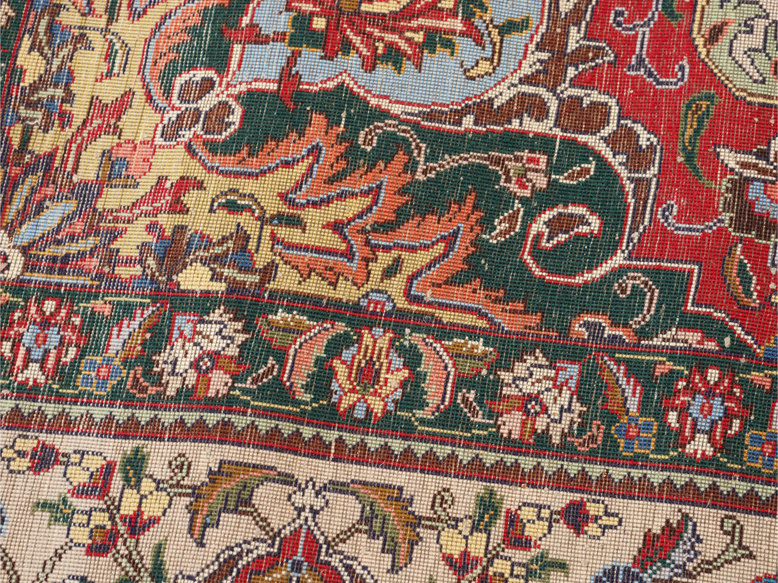 Tappeto persiano Tabriz, motivi floreali su fondo avorio (cm 355x255)