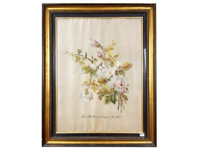 Ricamo d’epoca, punto pieno con bouquet floreale, seconda metà del XIX secolo