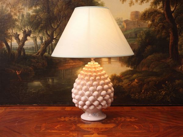 Lume da tavolo in ceramica smaltata, Manifattura Ferraro