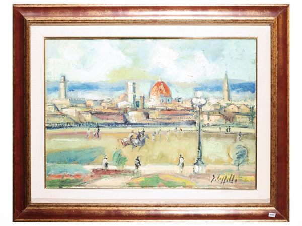Emanuele Cappello - View of Florence with figures