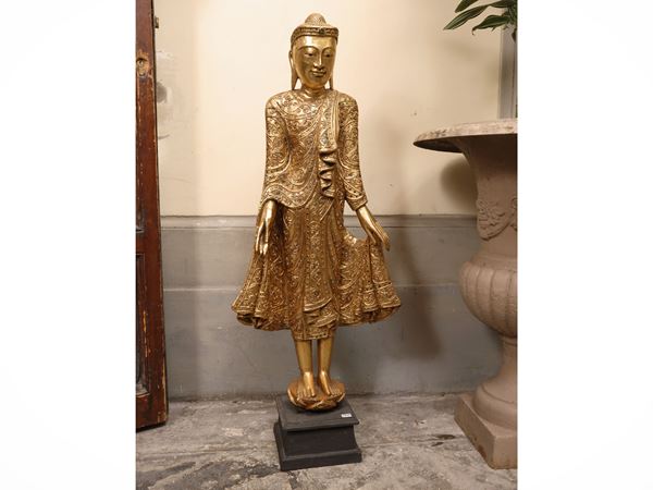 Buddha in legno e oro zecchino,