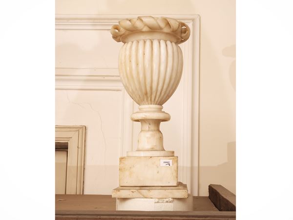 Pair of alabaster tazza-style vases