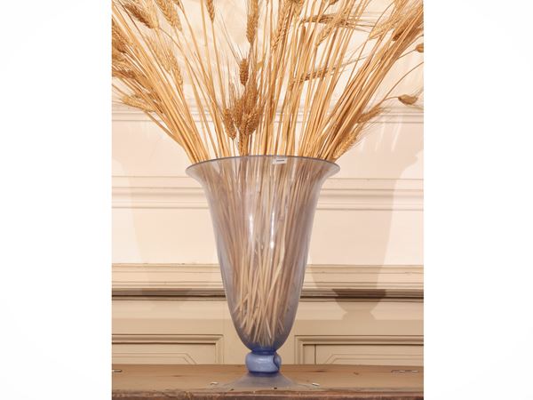 Vaso in vetro soffiato celeste