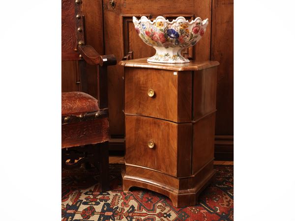 Walnut feather veneer bedside table