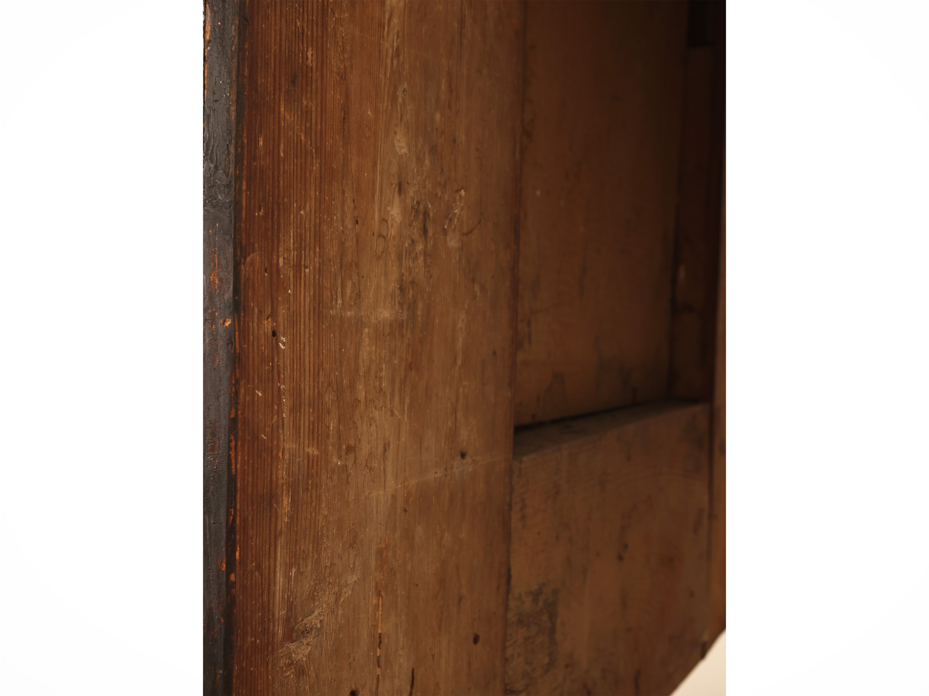 Grande cornice alla fiamminga in legno ebanizzato, modanature policrome a lumeggiature dorate (XI...