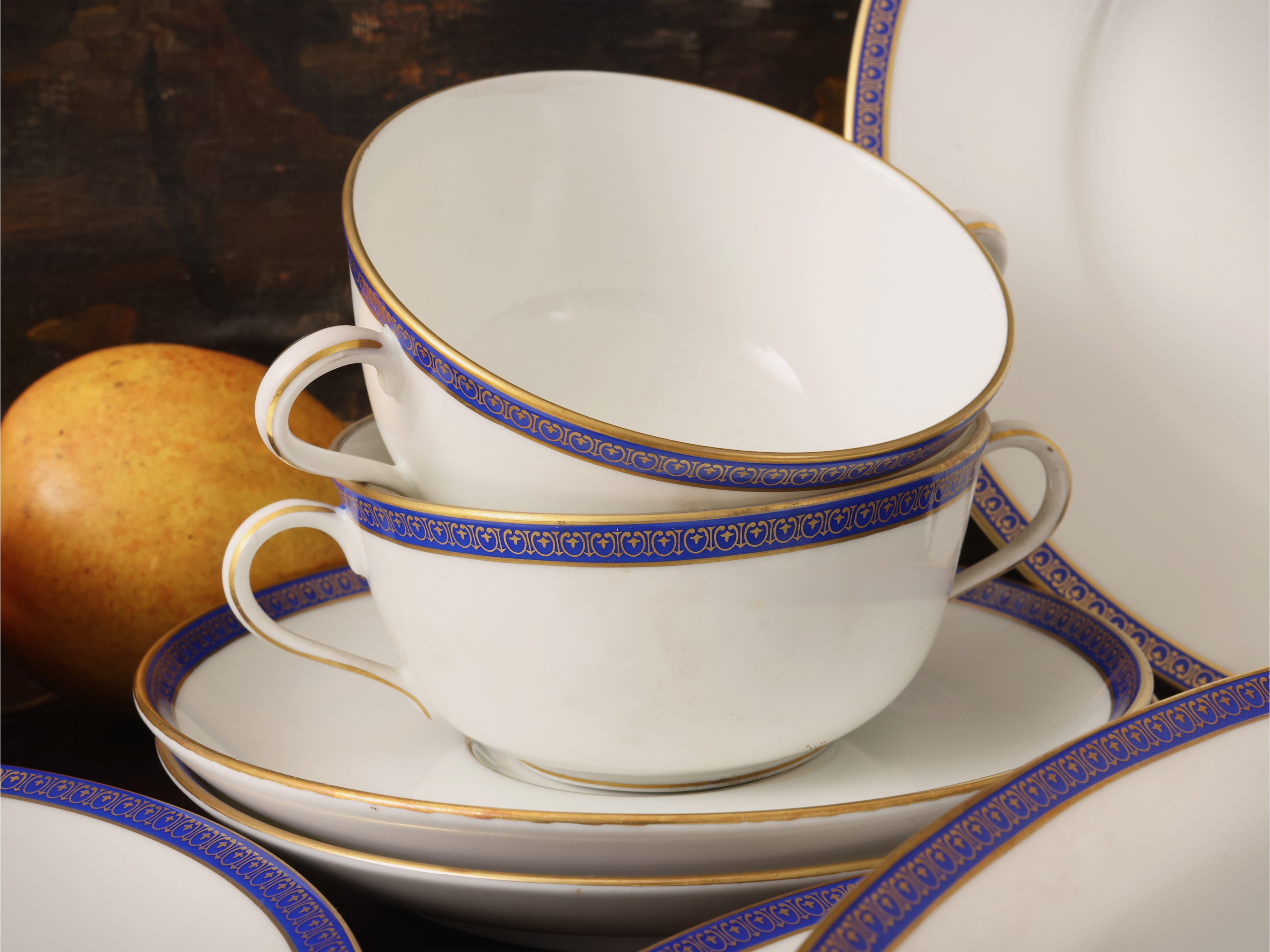 Richard Ginori, Set da tavola in porcellana con bordo blu cobalto