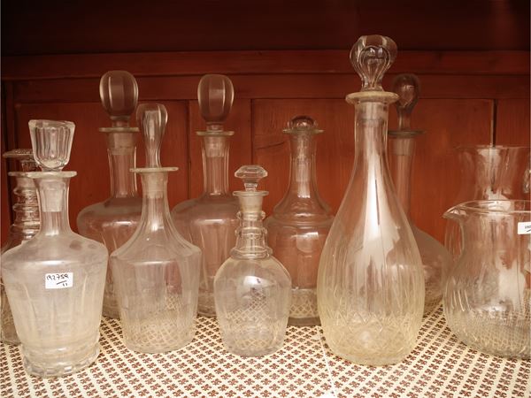 Lot of cut crystal liquor bottles