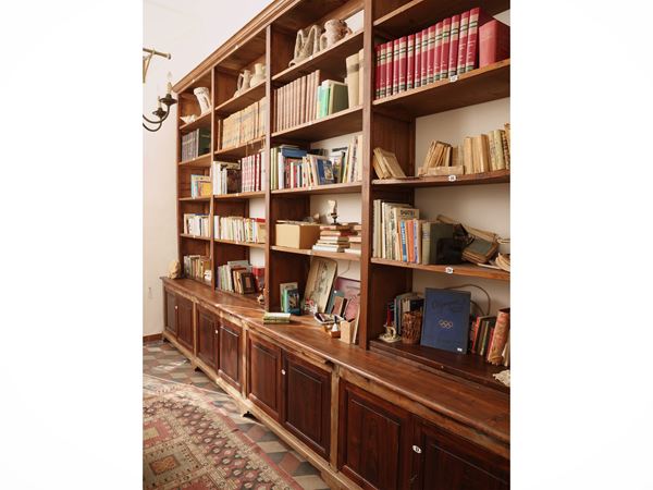 Large library bookcase in soft wood