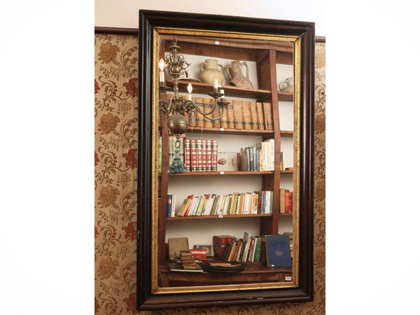 Mirror with patinated wooden frame