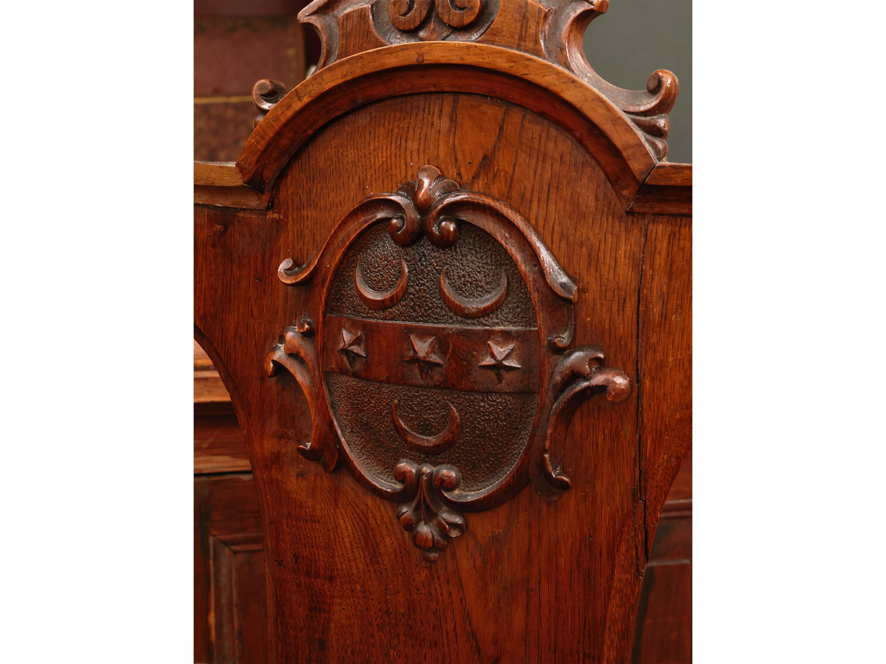 Serie di tre sedie, rovere, XIX secolo
