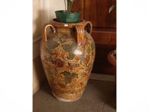 Glazed terracotta jar