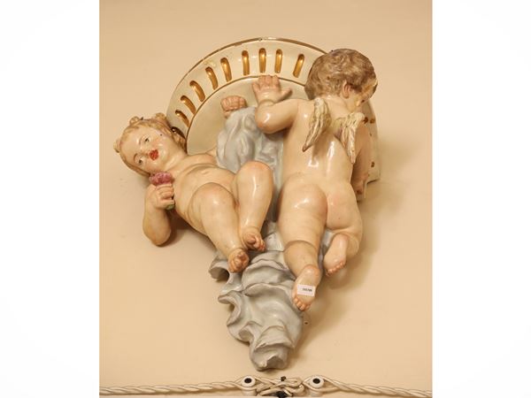Large polychrome ceramic shelf