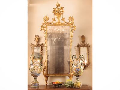 Fine XVIII secolo, Specchiera con cornice in legno intagliato e dorato