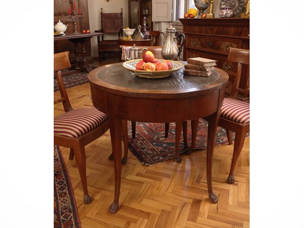 Walnut feather veneered coffee table
