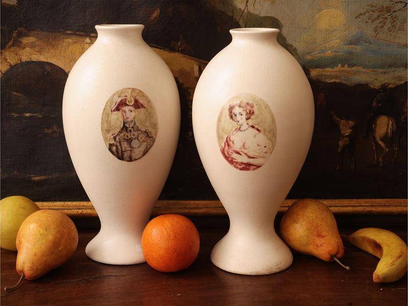 Marcello Fantoni - Coppia di vasi in ceramica, anni Sessanta