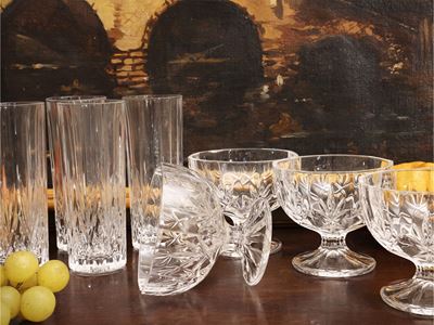 RCR, Assortimento di bicchieri Palace in cristallo (12 bicchieri da aperitivo e 6 coppe da spuman...