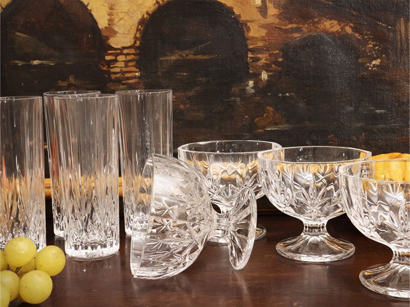 RCR, Assortimento di bicchieri Palace in cristallo (12 bicchieri da aperitivo e 6 coppe da spuman...