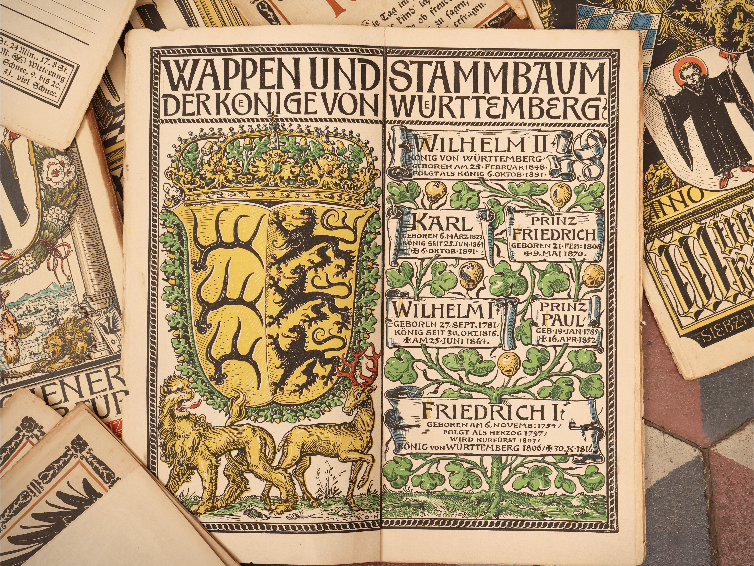 Raccolta di Munchener Kalender (calendari), 1890–1913, in cartella in cartone rigido