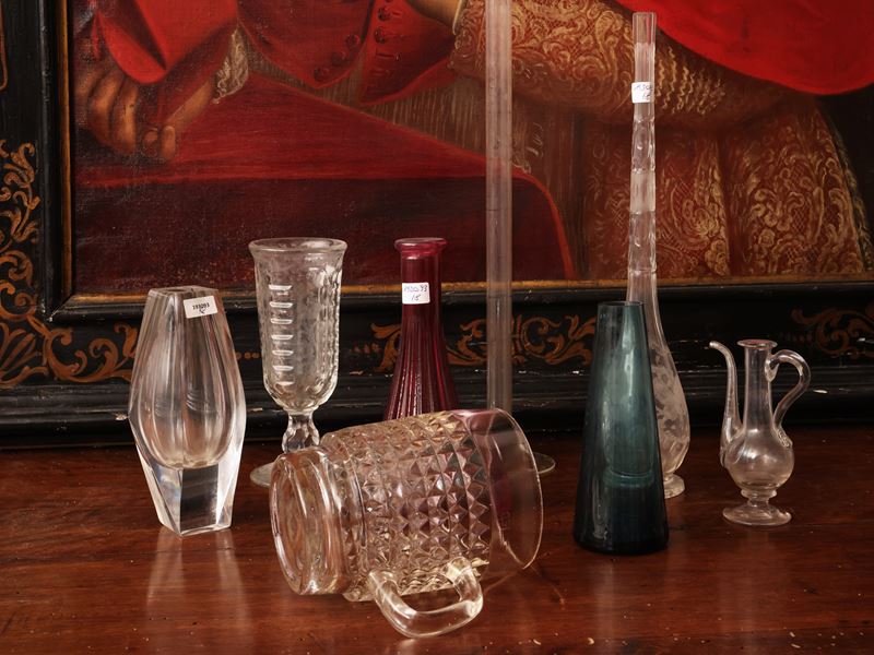Set di vasi da fiori in vetro e cristallo, otto esemplari