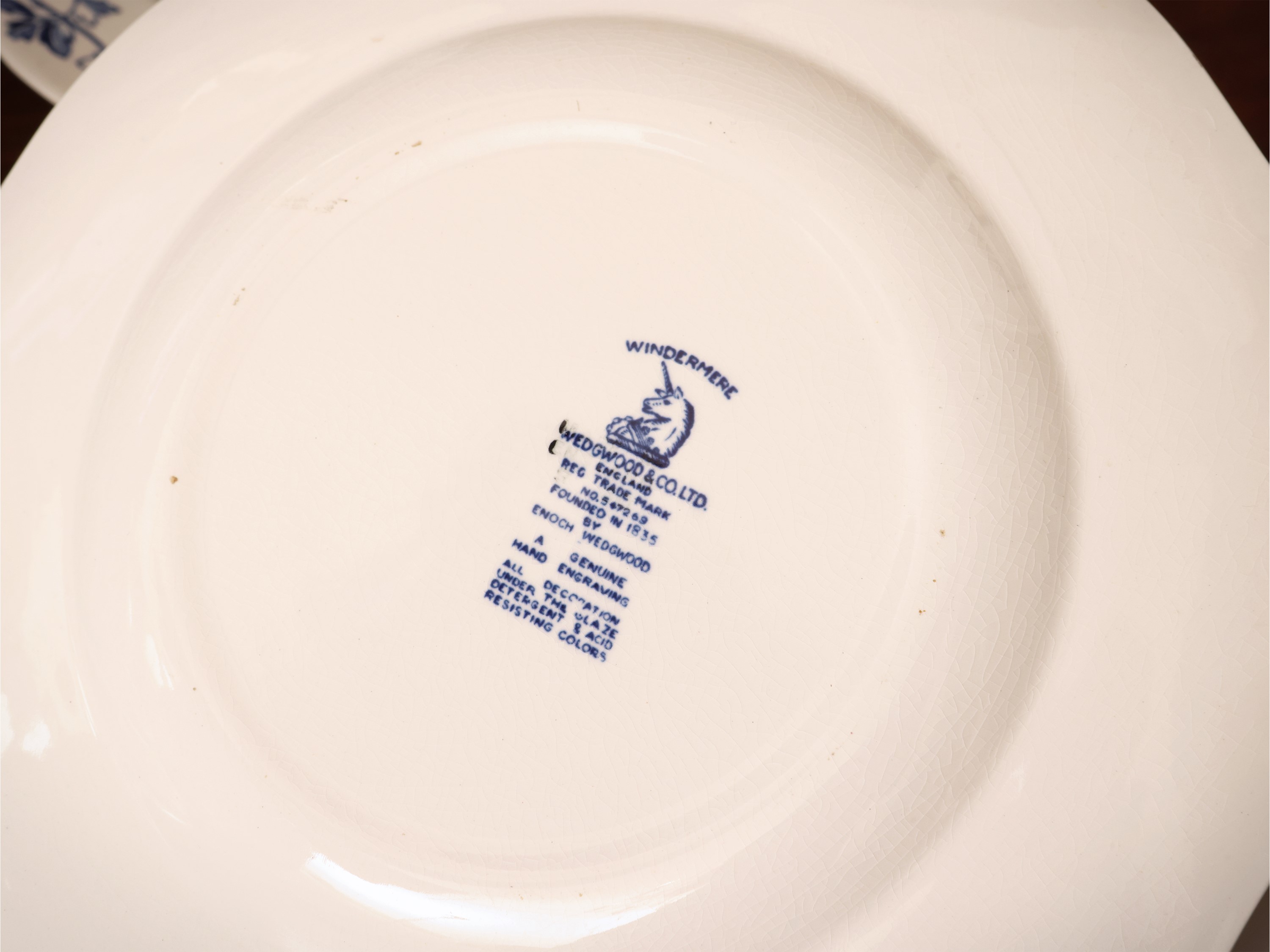 Wedgwood, Servizio da tè Windermere in terraglia, decorazione monocroma blu