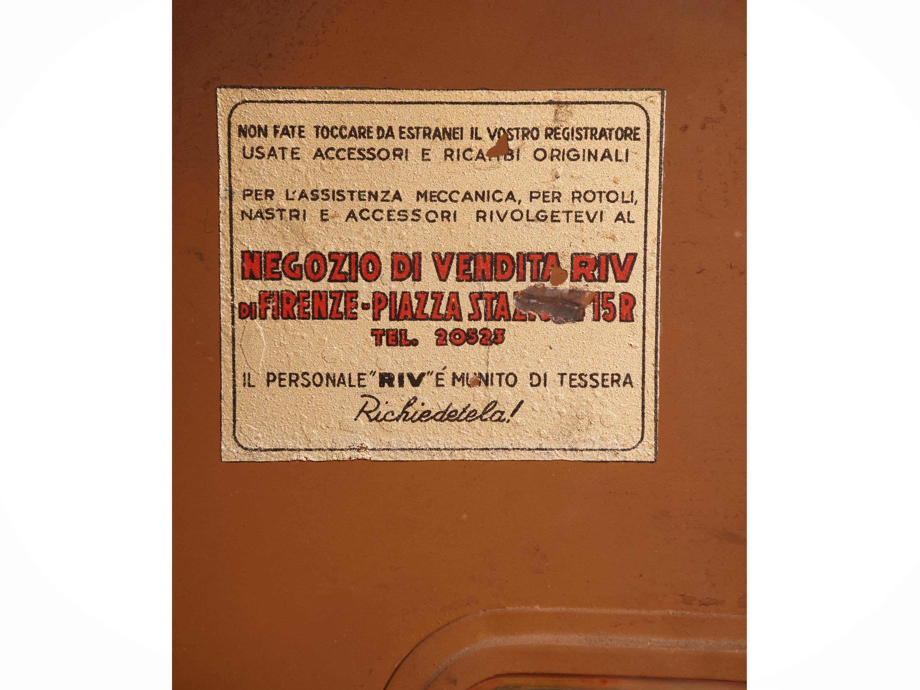 Registratore di cassa d’epoca, RIV (Vilar Perosa)