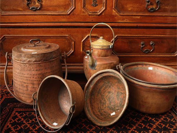 Lotto di curiosità da cucina in rame