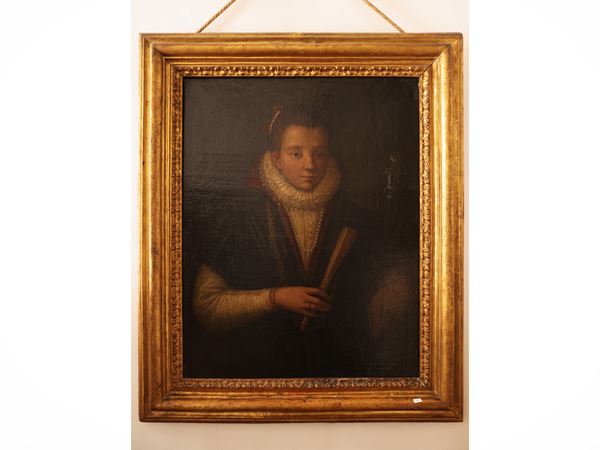 Ritratto di dama con ventaglio e perle