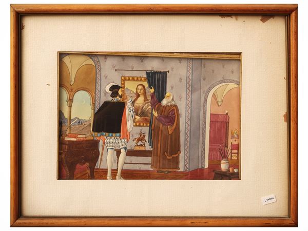 Leonardo da Vinci shows the Mona Lisa to a nobleman