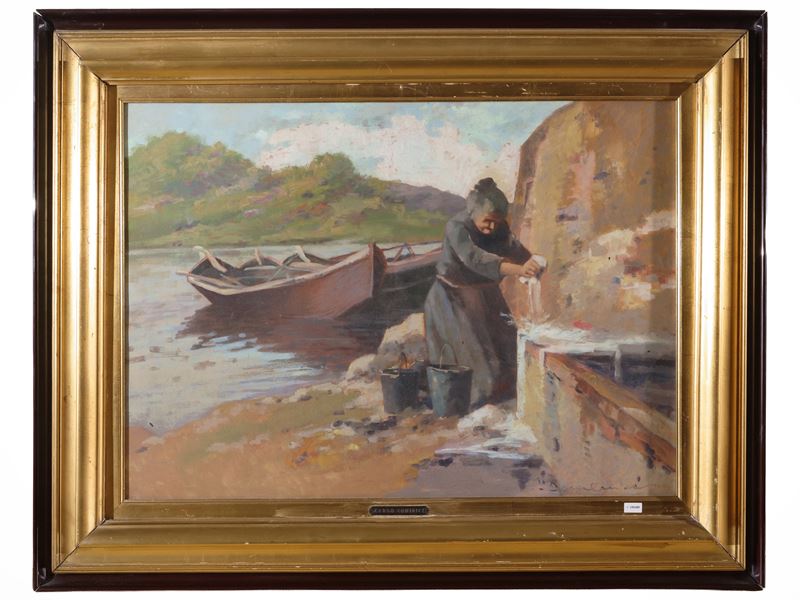 Carlo Domenici - Lavandaia sul fiume