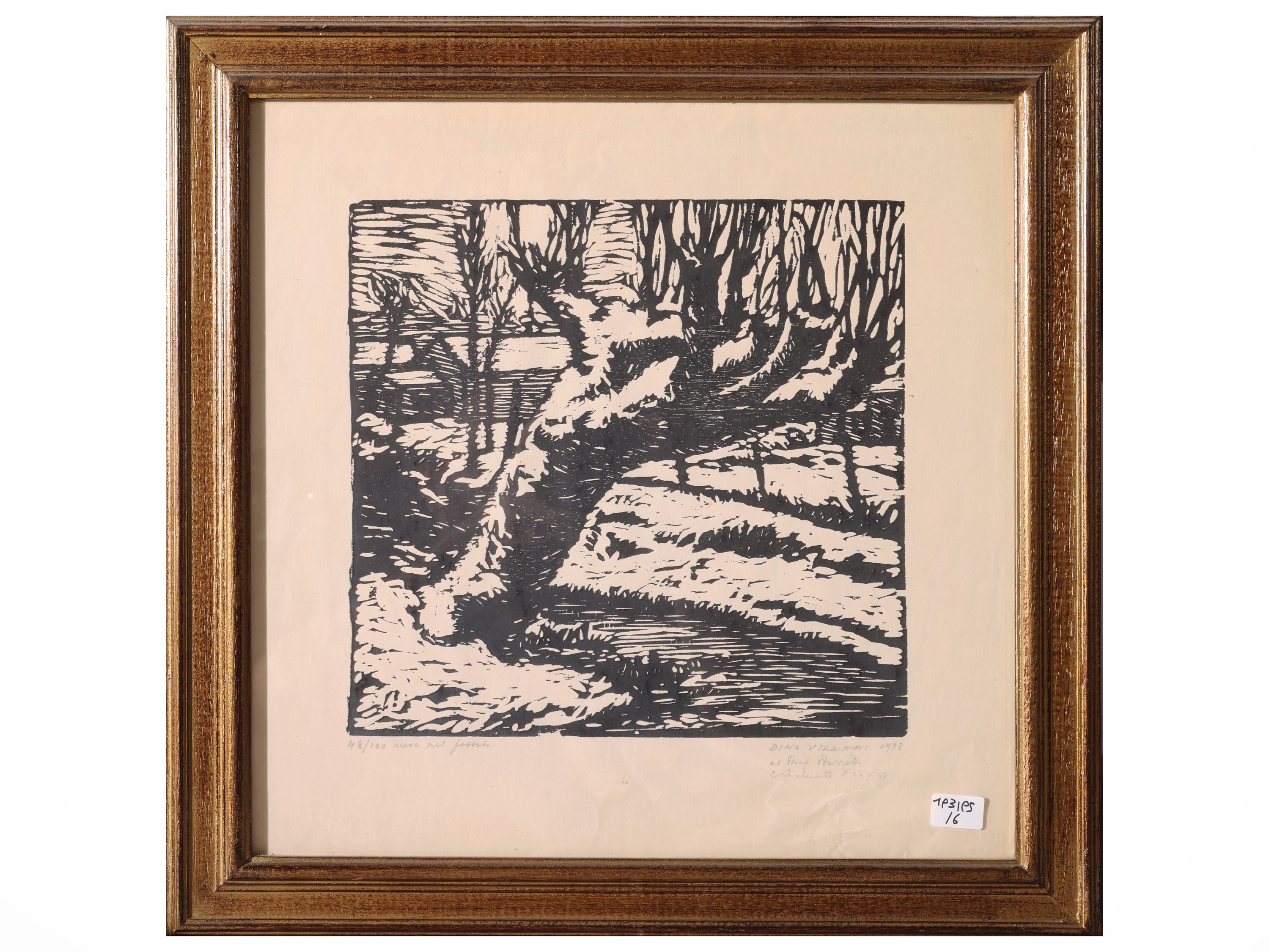 Umberto Parilli, Incisione raffigurante Ponte Vecchio; Dino Villani, xilografie; R. Garrone, tecn...