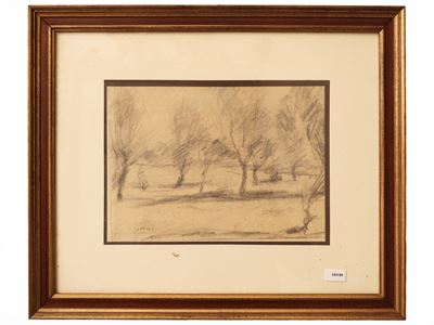Paesaggio alberato (anni Trenta), matita su carta