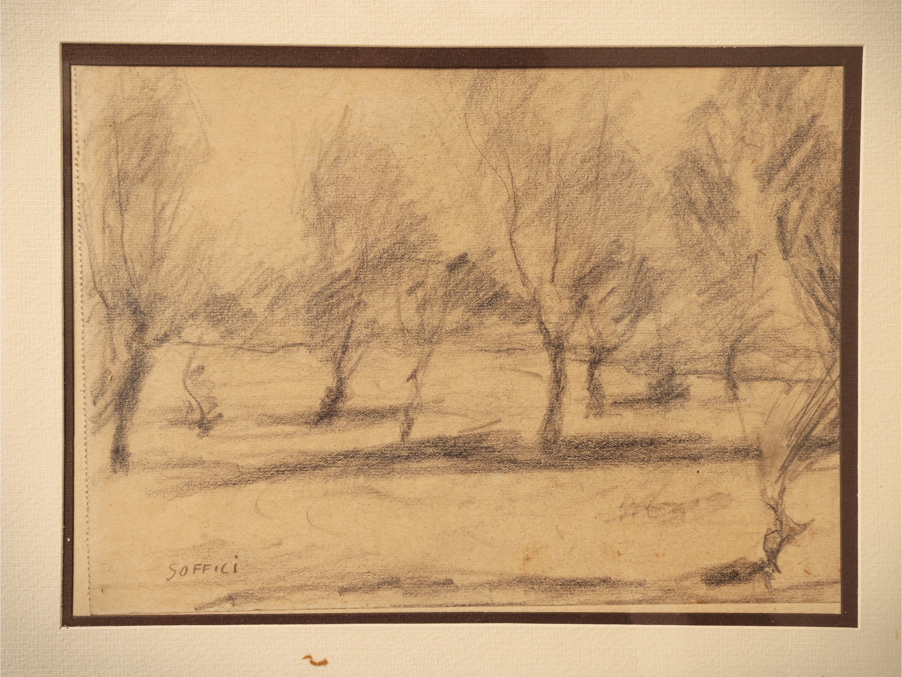 Ardengo Soffici - Paesaggio alberato (anni Trenta), matita su carta