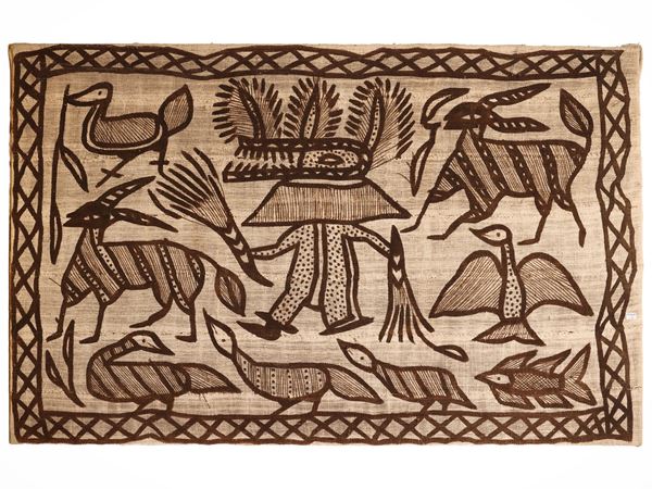 Stylized figures, in the style of Korhogo textile manufacturing