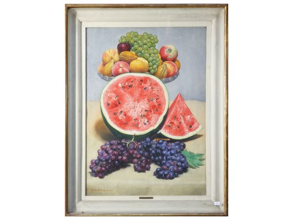 Carlo Guarnieri : Natura morta con frutta  - Asta Dimore fiorentine - Maison Bibelot - Casa d'Aste Firenze - Milano