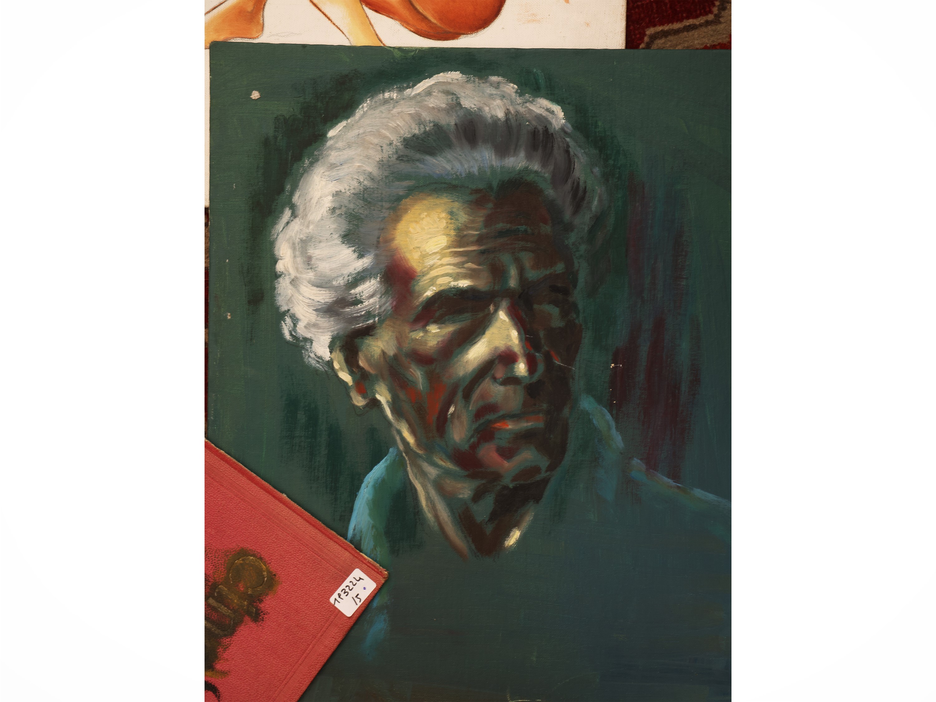 Alessandro Berretti - Raccolta di cinque dipinti: ritratti, nudo e paesaggi, olio su cartone (XX ...