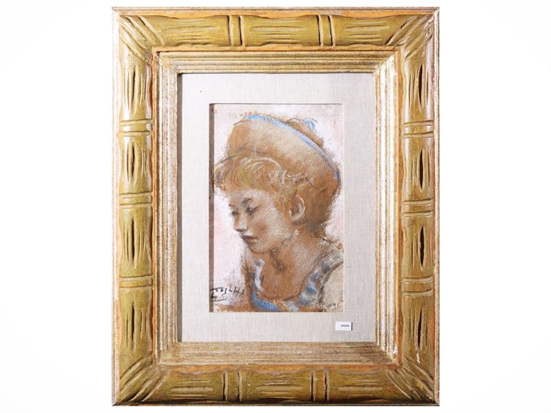 Ermanno Toschi - Ritratto femminile ad affresco su faesite