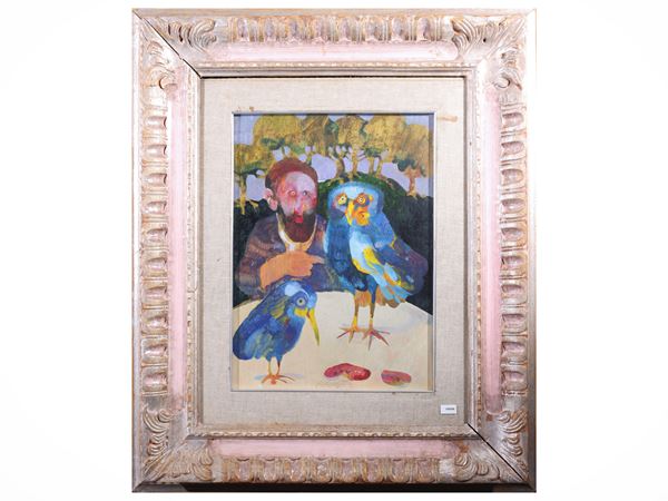 Antonio Possenti - Portrait of man with owls