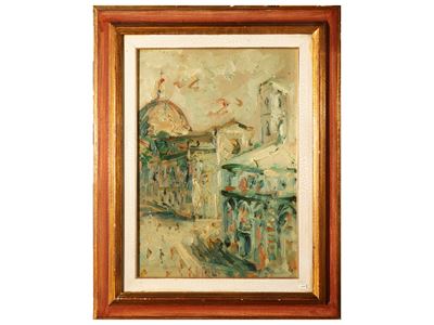 Scorcio del Duomo di Napoli, olio su tela