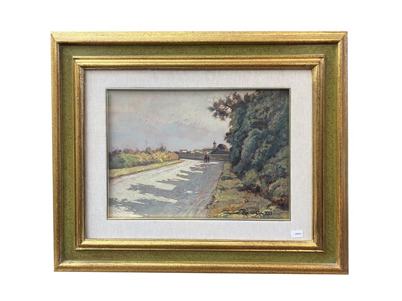 Gino Romiti - Scorcio di strada toscana (1935), olio su tavoletta